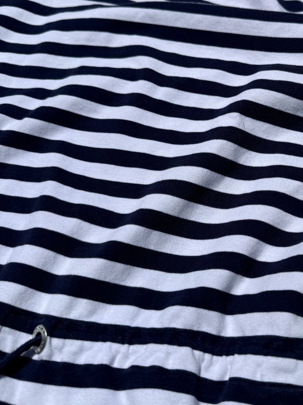 Tommy Bahama Amira Stripe Drawstring Dress Size XL Pockets Navy White Boat Neck - Picture 4 of 10